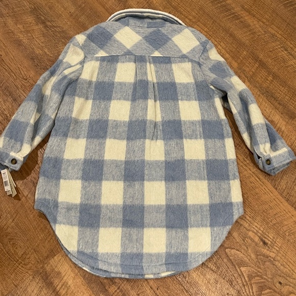 KOOLABURRA by UGG NWT XXL Midi Coat Dusty Sky Blue Plaid Removable Sherpa Collar - Picture 3 of 16